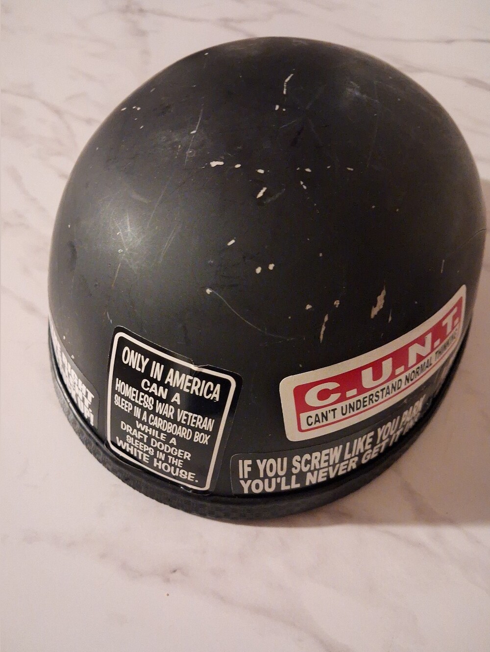 Motorcycle German Style half-shell helmet.